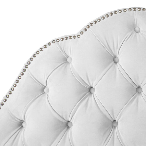 California King Velvet White 74-Inch Nail Button Tufted Arch Headboard, image 2