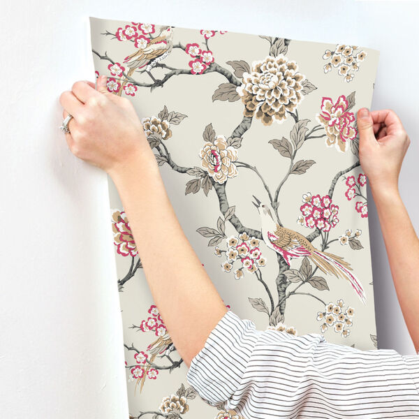Grandmillennial Beige Fanciful Pre Pasted Wallpaper, image 3