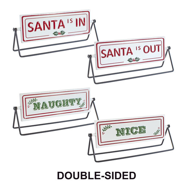 Red Reversable Santa Sign Holiday Wall Decor, Set of Two, image 1