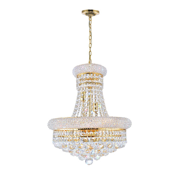 Empire Gold Eight-Light Chandelier with K9 Clear Crystal, image 1