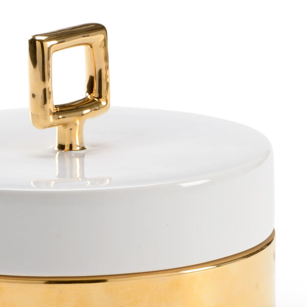 Claire Bell White Glaze and Metallic Gold Lidded Box, image 2