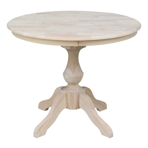 Unfinished 36-Inch Curved Pedestal Dining Table, image 1
