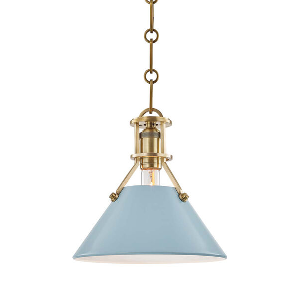 Painted No.2 Gray and Blue One-Light 10-Inch Mini Pendant, image 2