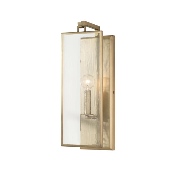 Rylann Aged Brass One-Light Sconce with Antiqued Rain Glass, image 1