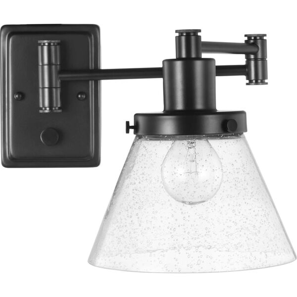 Hinton Black One-Light ADA Wall Sconce with Clear Seeded Glass, image 4