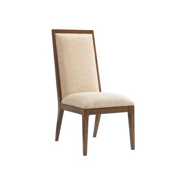 Island Fusion Brown and Beige Natori Slat Back Side Chair, image 1