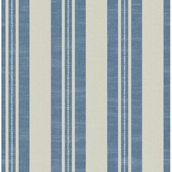 Day Dreamers Denim and Soft Gray Linen Stripe Unpasted Wallpaper, image 1