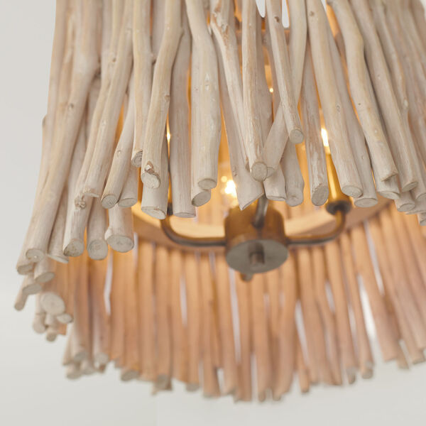 Cara Brushed Pewter Four-Light Pendant Made with Handcrafted Eucalyptus, image 3