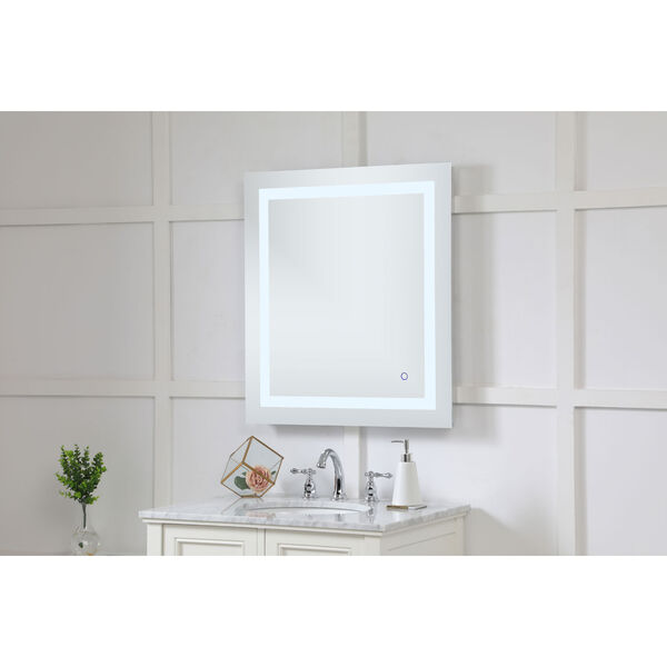 Helios Silver 30 x 27 Inch Aluminum Touchscreen LED Lighted Mirror, image 3