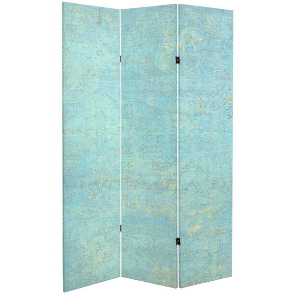 Tall Double Sided Voice Of The Sky Blue and Green Canvas Room Divider, image 1
