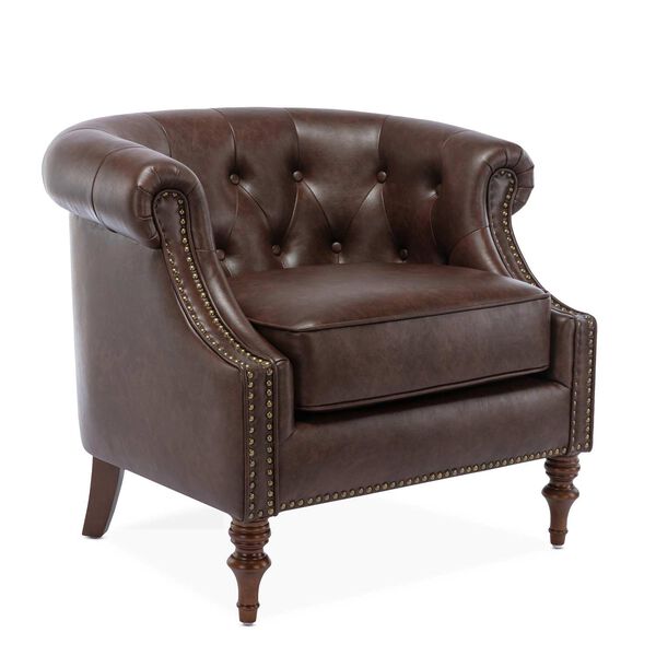 Chesterfield Brown Button Tufted Accent Chair, image 1