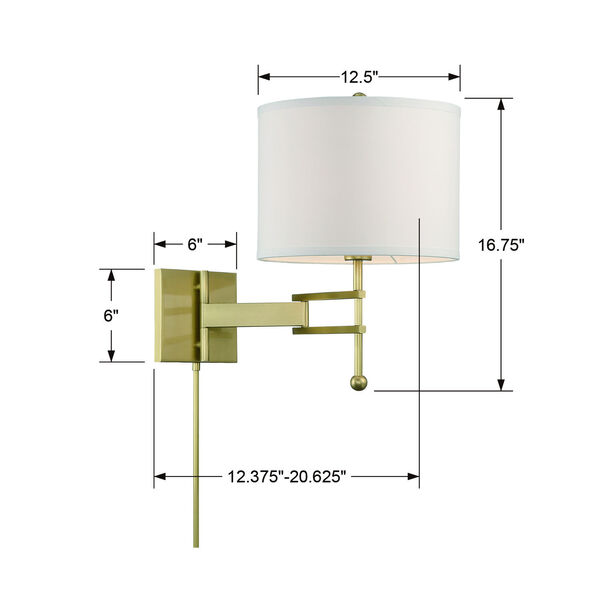 Marshall Aged Brass 13-Inch One-Light Wall Sconce, image 6