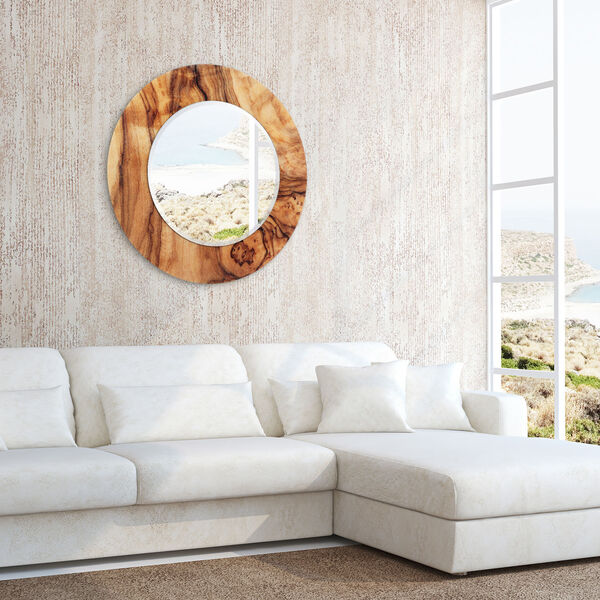 Forest Tan 36 x 36-Inch Round Beveled Wall Mirror, image 6