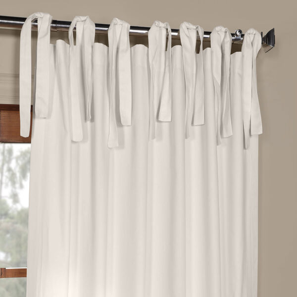 Bright White Solid Cotton 108 x 50 In. Tie-Top Single Panel Curtain, image 2