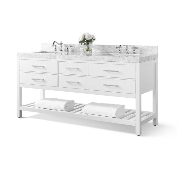 Elizabeth White 72-Inch Vanity Console with Mirror and Gold Hardware, image 2