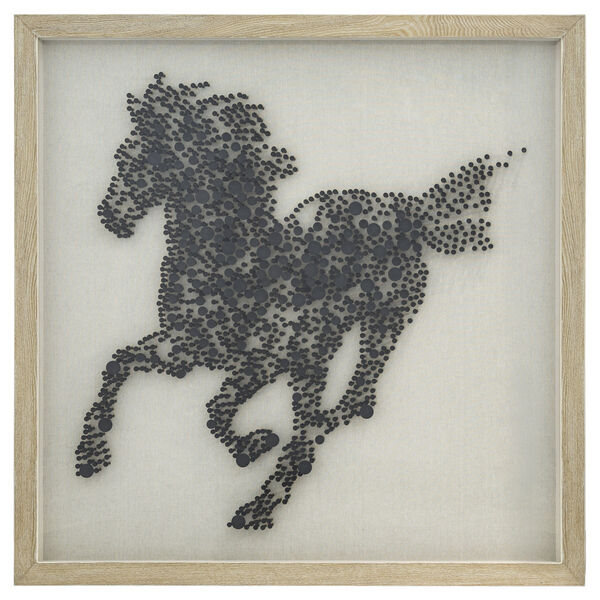Black and Wood 47-Inch Steeds Silhouette Wall Art, image 1