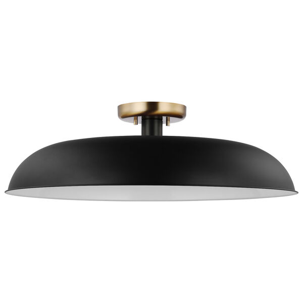 Colony Matte Black and Burnished Brass 24-Inch One-Light Semi Flush Mount, image 1
