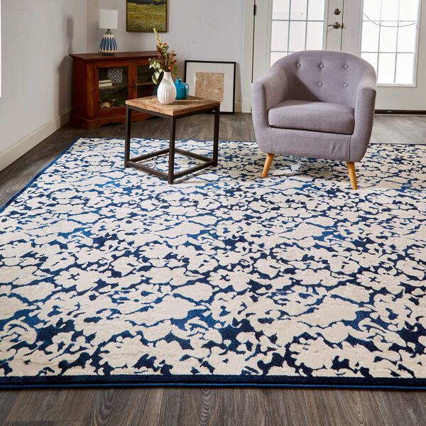 Remmy Abstract Ivory Blue Area Rug, image 4