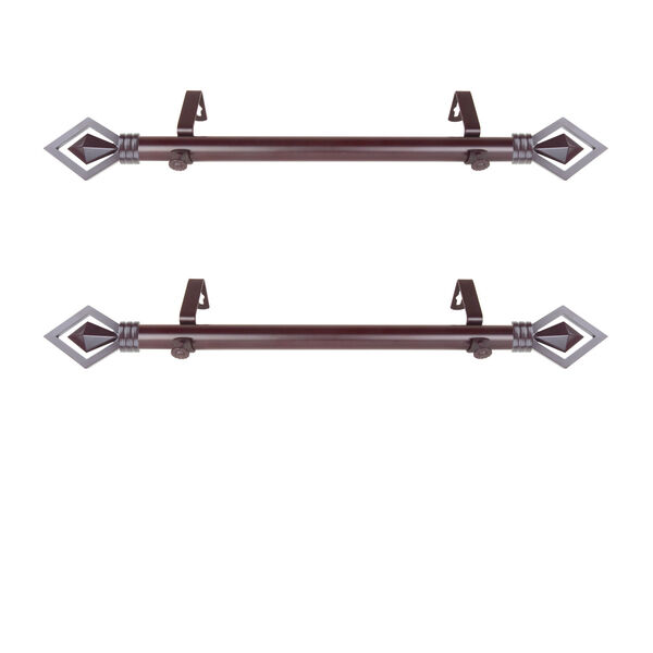 Lenore Mahogany 20-Inch Side Curtain Rod, Set of 2, image 1