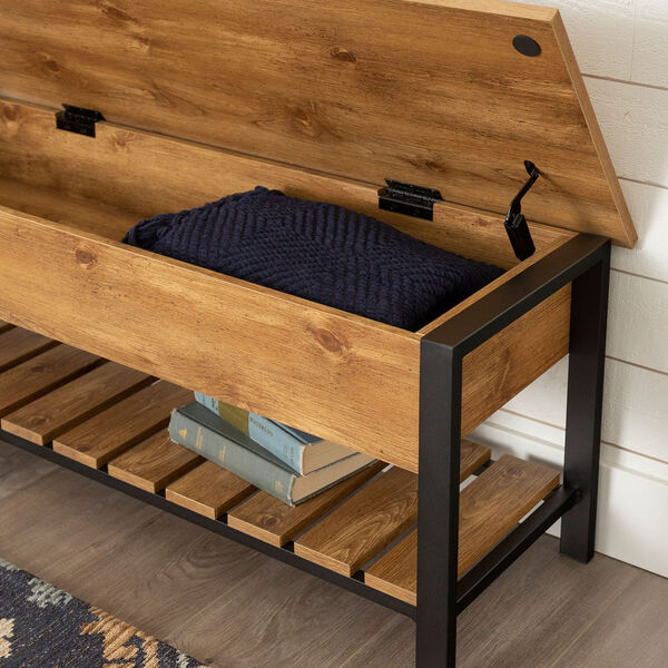 48-Inch Open-Top Storage Bench with Shoe Shelf - Barn wood, image 5