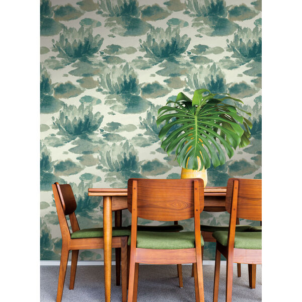 Candice Olson Botanical Dreams Green Water Lily Wallpaper, image 5