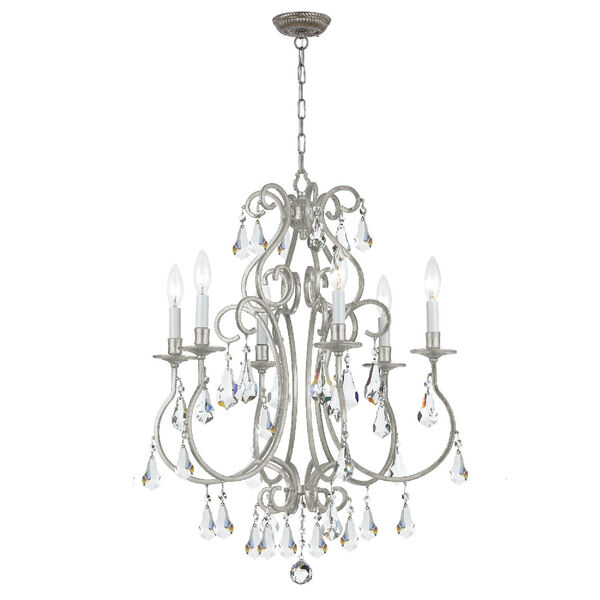 Ashton Old Silver Six-Light Chandelier with Hand Polished Crystal, image 2