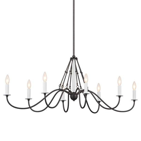 Homestead Anvil Iron and White Eight-Light Chandelier, image 1
