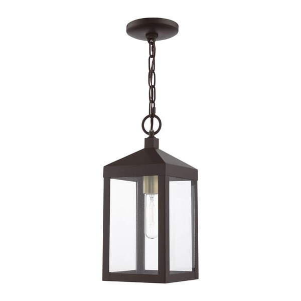 Nyack Bronze and Antique Brass Cluster One-Light Outdoor Pendant Lantern, image 2
