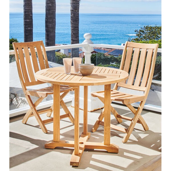 Cambria Nature Sand Teak Outdoor Teak Folding Dining Chair, image 2