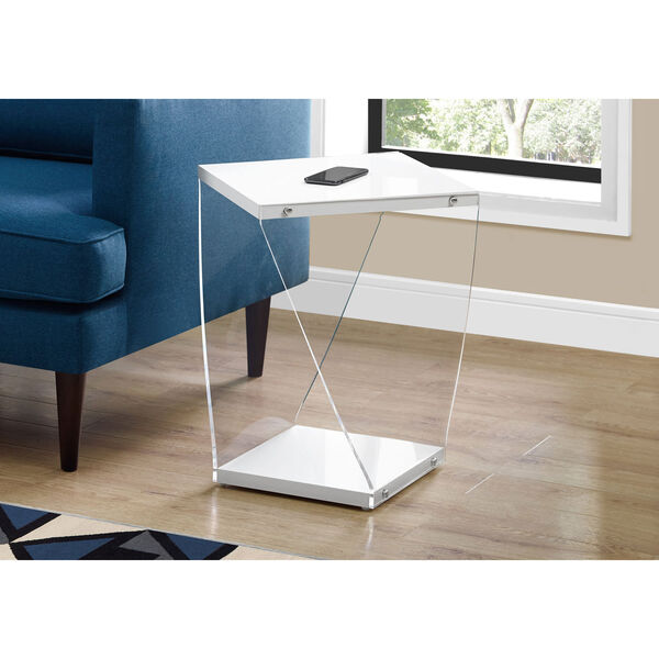 Glossy White 16-Inch Accent Table, image 2