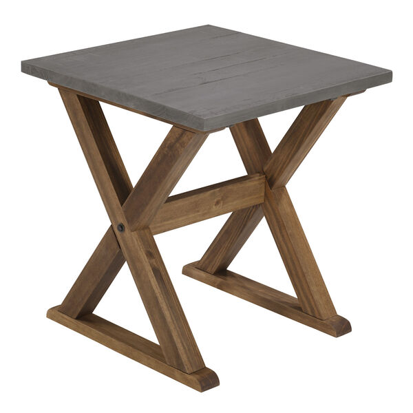 Robin Grey and Brown X Leg Solid Wood Side Table, image 1