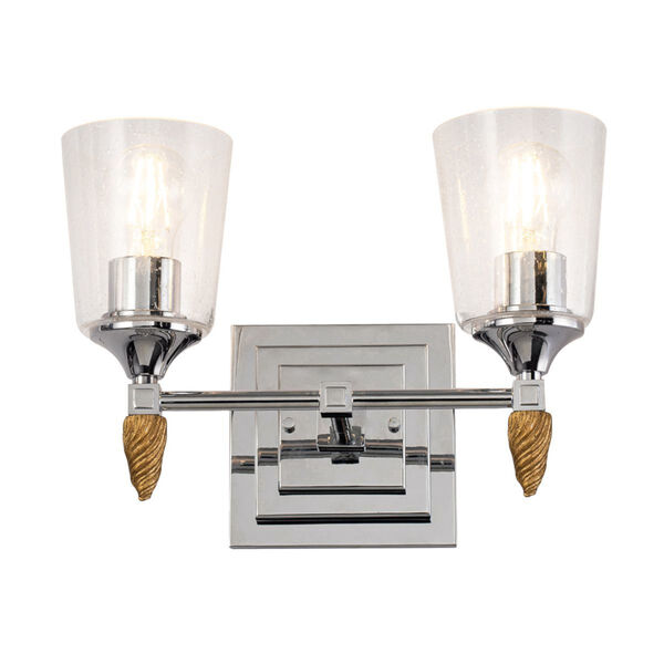 Vetiver Polished Chrome Silver Accent Two-Light Bath Vanity, image 1