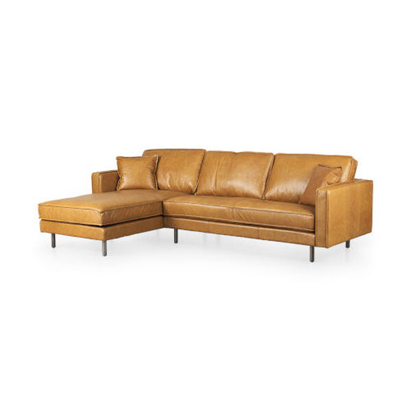 DArcy Tan Leather RIGHT Chaise Sectional Sofa, image 1