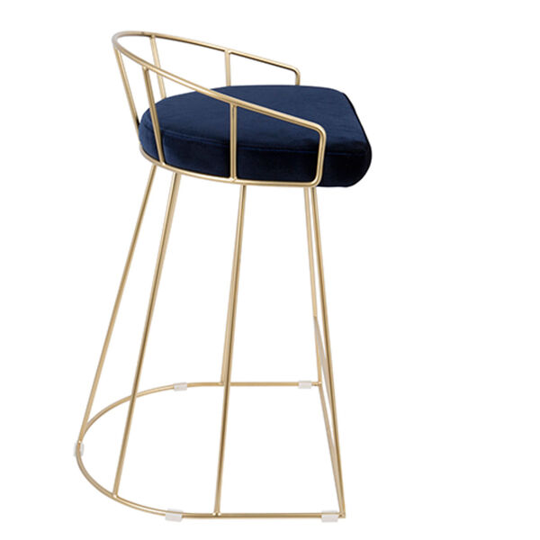 Canary Gold and Blue 31-Inch Bar Stool with Backrest, Set of 2, image 3