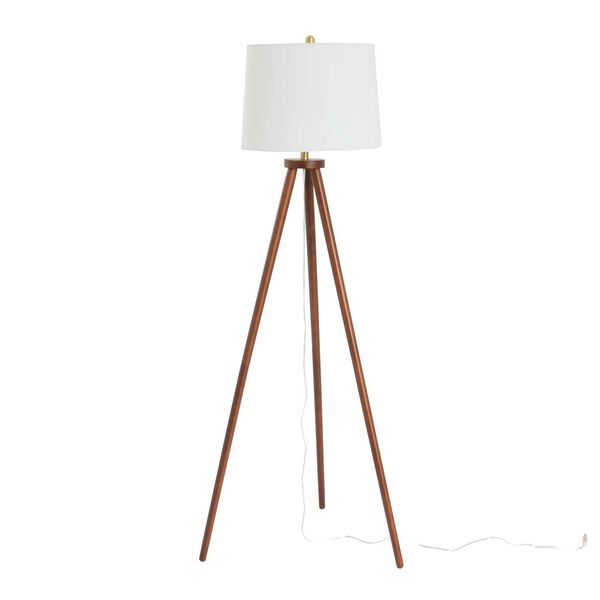 Espresso One-Light A-Frame Tripod Rubber Wood Floor Lamp, image 3
