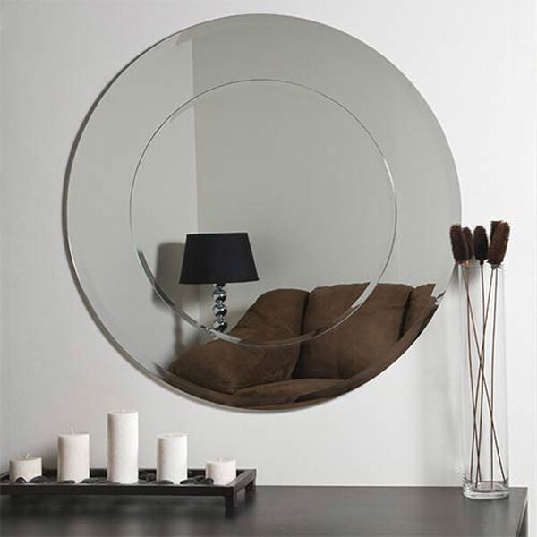 Oriana Modern Round Beveled Bathroom Mirror, image 4