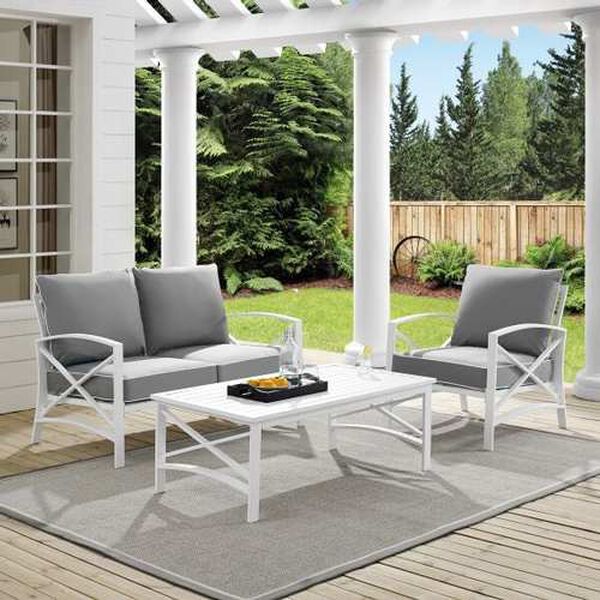 Kaplan Three-Piece Outdoor Metal Conversation Set with Coffee Table, image 1