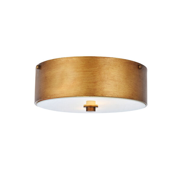 Hazen Vintage Gold and Frosted White Two-Light Flush Mount, image 3