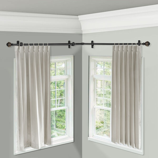 Eleanor Black 170-Inch Corner Window Single Curtain Rod, image 2