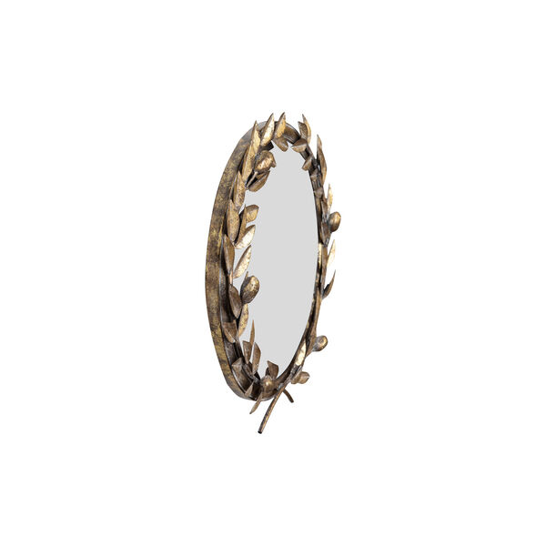 Chateau Round Antique Gold Metal Laurel Wreath Wall Mirror, image 4