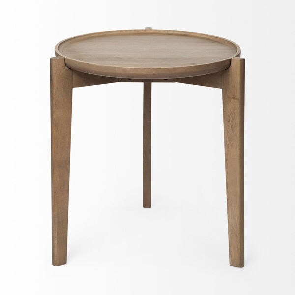 Cleaver I Brown Round Solid Wood Top End Table, image 2