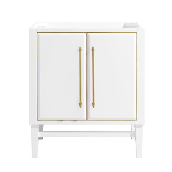 White 30-Inch Mason Bath vanity Cabinet with Gold Trim, image 1