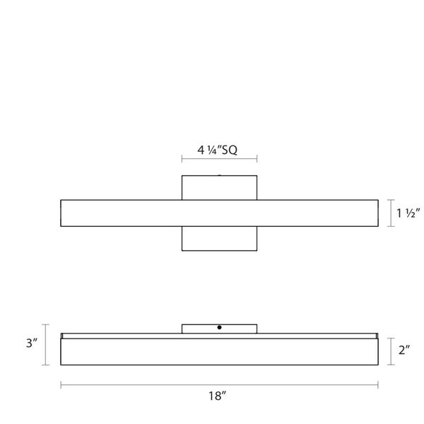 SQ-bar Satin Nickel LED 18-Inch Bath Fixture Strip with White Acrylic Shade, image 3