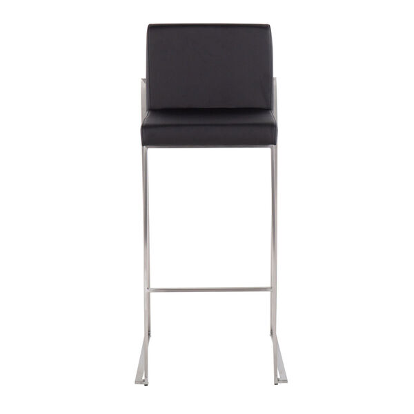 Fuji Stainless Steel and Black High Back Bar Stool, Set of 2, image 6
