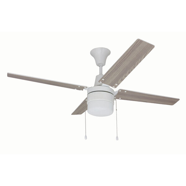 Connery White 48-Inch Ceiling Fan with Reversible White and Whitewash Blades and LED Light Kit, image 1