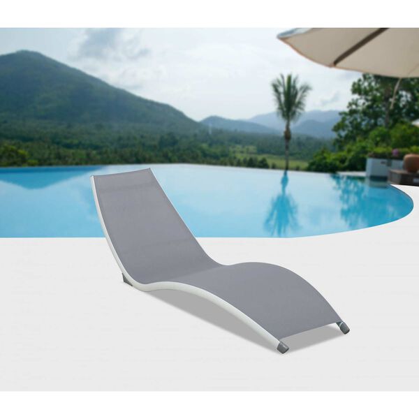 Helix White Gray Stackable Sling Chaise Lounge, Set of Two, image 2