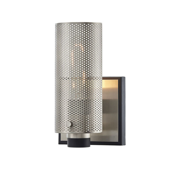 Pilsen Carbide Black with Satin Nickel One-Light Wall Sconce, image 1