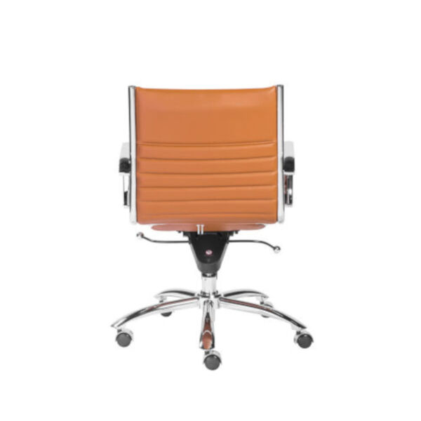 Emerson Cognac and Chrome Leatherette Low Back Office Chair, image 4