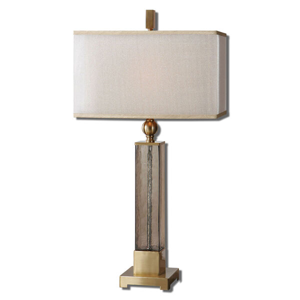 Caecilia Light Amber and Brushed Brass One-Light Table Lamp, image 1