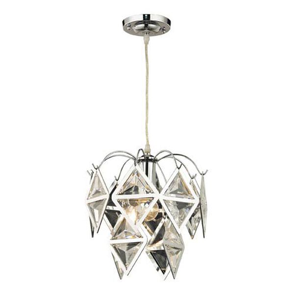 Clear and Chrome 12-Inch One Light Pendant, image 1